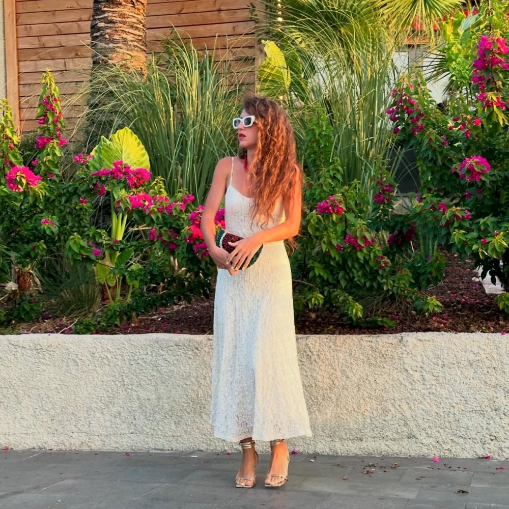 Zara Lace Cream White Maxi Dress - Picture 2 of 4